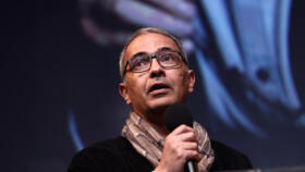 Algerian writer and journalist Kamel Daoud delivers a speech during an event in support of the French-Algerian writer Boualem Sansal at the Arab World Institute (Institut du Monde Arabe de Paris - IMA