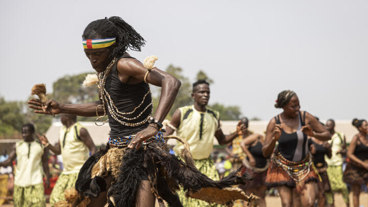 A dancer from the National Artistic Ensemble performs during the Africa Day of School Feeding (ADSF) in Bouboui, Central African Republic, on March 1, 2025.