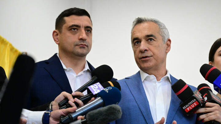 Far-right candidate George Simion (left) rode a wave of popular outrage after a court annulled an earlier vote won by ultranationalist outsider Calin Georgescu (right).