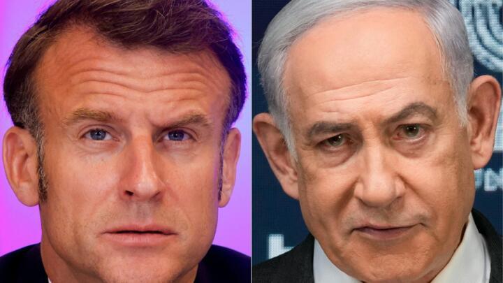 Cette combinaison d'images créée le 14 mai 2025 montre le président français Emmanuel Macron et le Premier ministre israélien Benjamin Netanyahu.