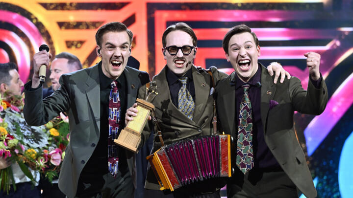 No sweat: comic group KAJ celebrate after becoming Sweden's Eurovision entry