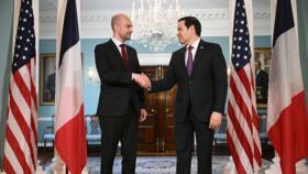 French Foreign Minister Jean-Noel Barrot (L) met with his US counterpart Marco Rubio at the Department of State in Washington, DC on May 1, 2025