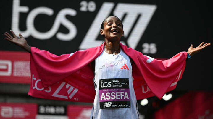 Ethiopia's Tigst Assefa sparkled in the sunshine breaking the women's only world record in the London marathon.