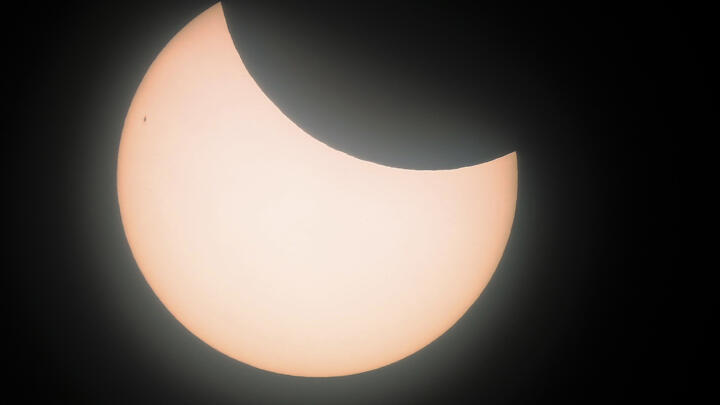A view of a partial solar eclipse, in London, Saturday, March 29, 2025.