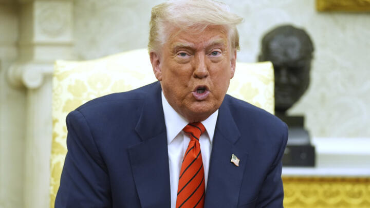 President Donald Trump in the Oval Office of the White House, Tuesday, May 6, 2025, in Washington. 