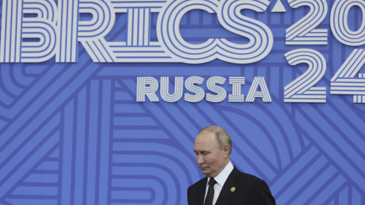 Le président russe Vladimir Poutine au sommet des Brics à Kazan, en Russie, le 23 octobre 2024. © Maxim Shipenkov, Pool, AFP
