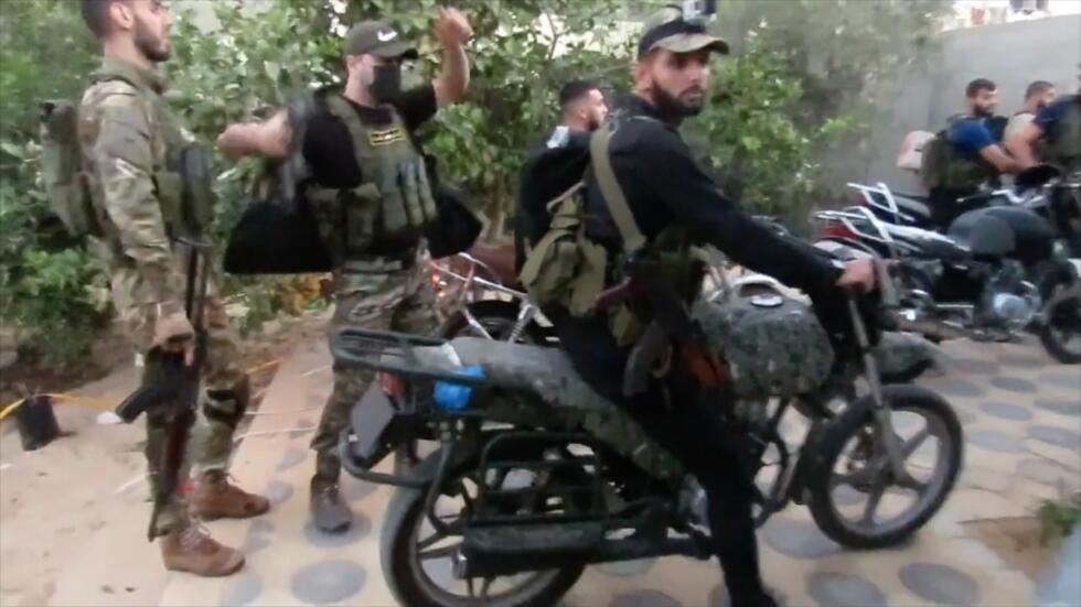 A screen grab from footage recovered from a Hamas fighter's body camera show the commandos' infiltration into southern Israel from Gaza on Oct 7, 2023.