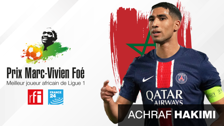 Le latéral marocain du PSG, Achraf Hakimi, remporte le prix Marc-Vivien Foé 2025.